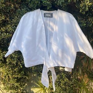 Reformation White Linen Tie Top
